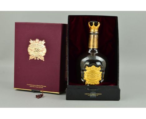 A PORCELAIN FLAGON CONTAINING CHIVAS BROTHERS ROYAL SALUTE 'STONE OF DESTINY', 38 year old blended Scotch Whisky, collectable