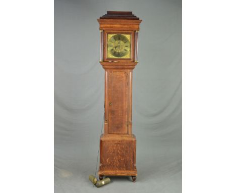 A GEORGE III OAK AND MAHOGANY BANDED EIGHT DAY LONGCASE CLOCK, the brass dial signed Lassel Park, Roman numerals, subsidiary 