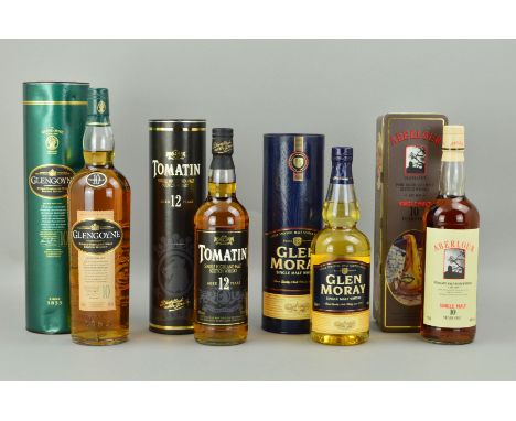 FOUR BOTTLES OF SINGLE MALT, comprising a bottle of Glengoyne Single Highland Malt Scotch Whisky, aged 10 years, 40% vol, 1 l