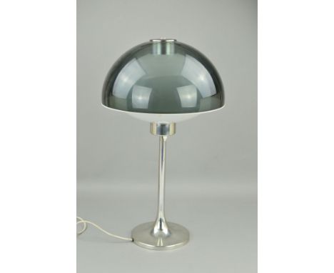 ROBERT WELCH, a 1960’s Lumitron table lamp, the anthracite perspex shade on a stainless steel base, approximate height 64cm 