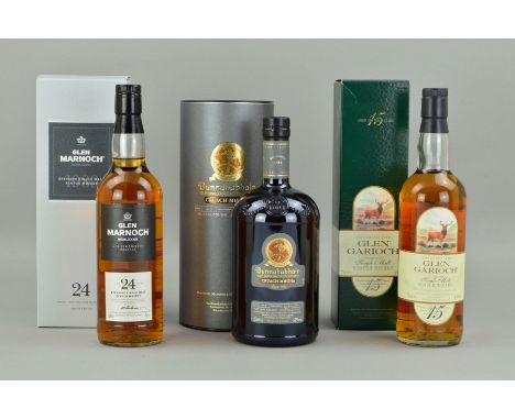 THREE BOTTLES OF SINGLE MALT SCOTCH WHISKY, comprising a bottle of Bunnahabhain Islay Single Malt 'Cruach-Mhona' batch No.8, 