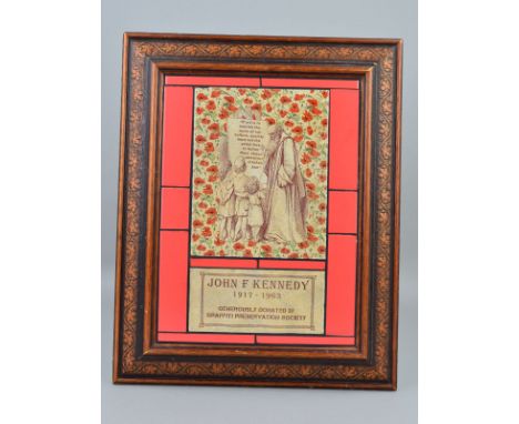 CARRIE REICHARDT (BRITISH CONTEMPORARY), a ceramic tile mosaic themed around John.F. Kennedy, signed and dated 2013 verso, fr
