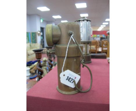 A Miners Lamp CAEG Barnsley Type BE3, 16cm high.