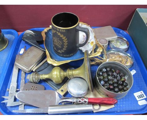 Marbles, Stamp Machine, Paperweights, Ceramics, etc:- One Tray