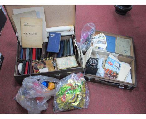 Paper Ephemera, including photographs, mid XX Century diaries, Christmas decorations, Soho Myna camera model SK12, a small qu