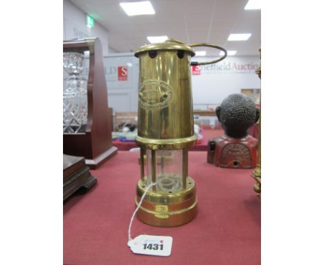 Hockley Lamp &amp; Limelight Company Brass Miners Lamp, 21cm high, Colliery No 8721, serial No 16192.