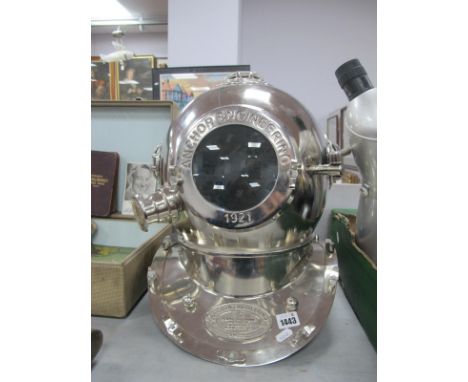 An Anchor Engineering Chrome Model of a Divers Helmet, 40cm high.