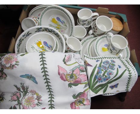Portmerrion "The Botanic Garden" Tea-Coffee, Dinner Service, including matching table cloths, serviettes:- One Box. 