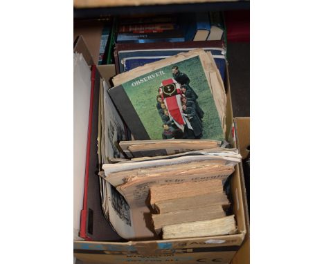 BOX CONTAINING VINTAGE NEWSPAPERS, EPHEMERA, ETC INC CHURCHILL FUNERAL