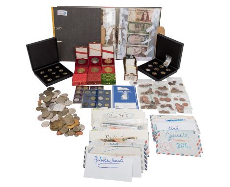 Bunter Reigen Münzen, Medaillen und Banknoten, wobei bei den Banknoten das ein oder andere attraktive dabei sein dürfte, aufg