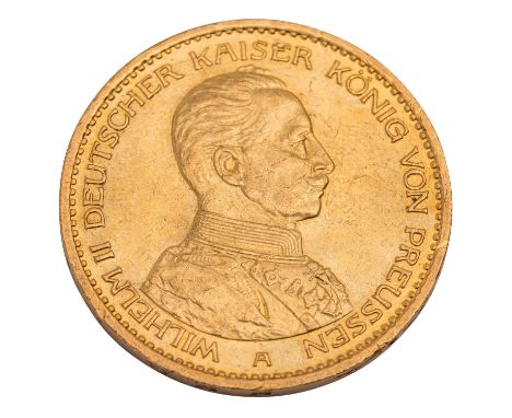 Preussen/GOLD - 20 Mark 1913 A, Wilhelm II. Uniform, ca. 7,16 g fein, ss| Prussia/GOLD - 20 marks 1913 A, William II. uniform