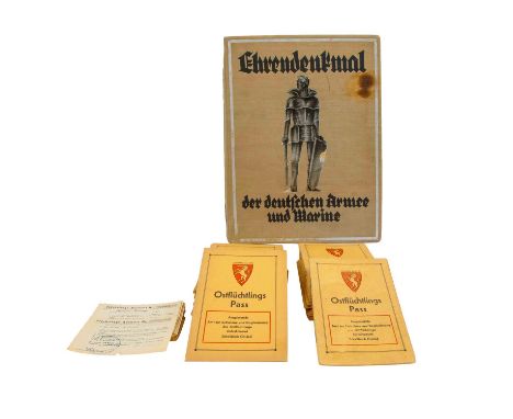Konvolut - Ca. 45 Ostflüchtlings-Pässe 1946 mit Quittungen des Aufnahmeamts Schwäbisch Gmünd. Alle mit ehemaliger Gültigkeit 