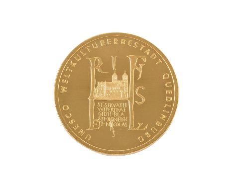 BRD/GOLD - 100 Euro 2003 D Quedlinburg, 1/2 oz. fein, Originalschatulle + Zertifikat, steuerbefreit nach § 25c UStG| FRG/GOLD