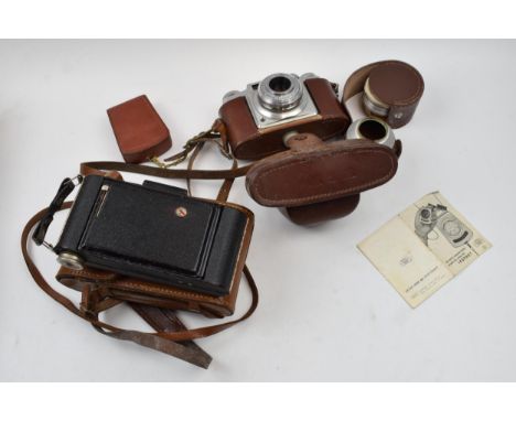 Vintage cameras and accessories to include leather cased Afga Super Silhouette and others  
