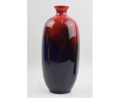 Royal Doulton large veined flambe vase 1619, 27cm tall.  In good condition with no obvious damage or restoration. Some light 