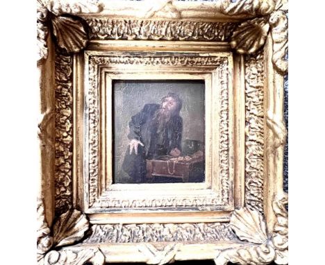 H BROWN(?), OIL ON PANEL, 'FAGAN', 19th CENTURY, WITHIN HEAVY GILT FRAME, APPROX 14.5 x 13cm

 