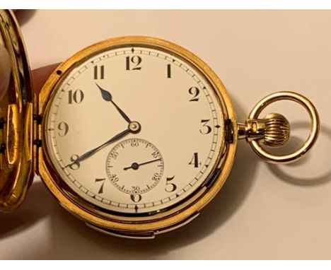 18ct GOLD POCKET WATCH, LONDON 1919, WITH A REPEATING SLIDING BUTTON, STAMPED 1439, TOTAL WEIGHT APPROX 122.39g

IN WORKING O