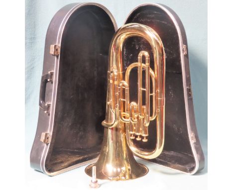 AMATI KRASLICE VINTAGE CASED BRASS EUPHONIUM reasonable used condition with a few very minor dents in places
