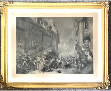 LARGE GILT FRAMED MONOCHROME PRINT, 'THE PORTEOUS MOE', APPROX 67 x 86cm

 
