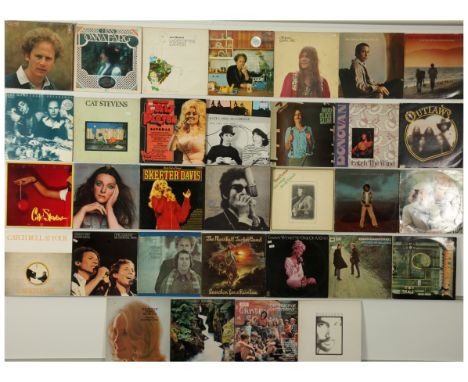 A collection of Folk/Country LPs to include artists; Bob Dylan, Joni Mitchell, Cat Stevens, Simon &amp; Garfunkel, Outlaws, a