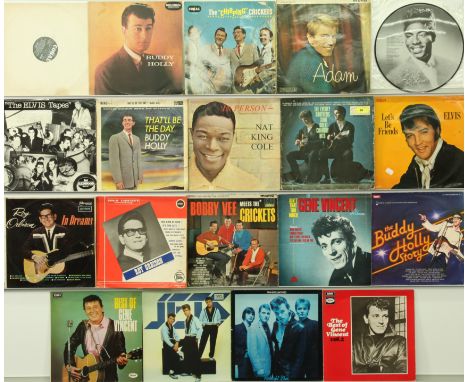 A collection of 1950's Rock n Roll LPs. Includes artists: Elvis Presley, Buddy Holly, Adam Faith, Roy Orbison and similar. Sl
