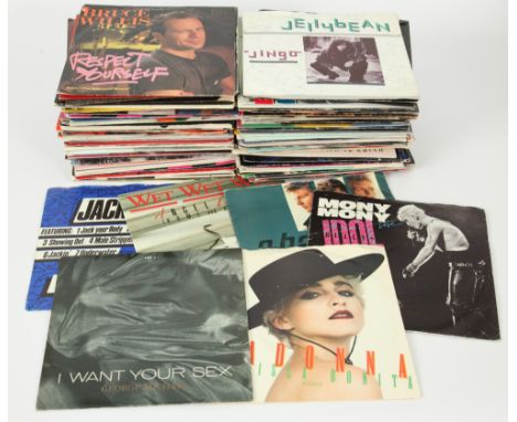 A collection of Pop Chart Hits 1987 7" Singles. Includes artists: A-HA, Cher, Pet Shop Boys, Rick Astley, George Michael, Mad