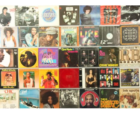 A collection of Funk Soul and Disco LPs. Includes artists: Stevie Wonder, James Brown, Marvin Gaye, Candi Staton, Michael Jac