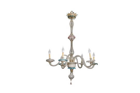 Lampadario In Vetro Murano Policromo A Sei Luci Italia Primi 900 Misure H Cm 140