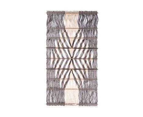 Peter Collingwood (1922 - 2008), M.211 No.4, Macrogauze weave on steel rods, signed and stamped to a metal strap, 108 x 58 cm