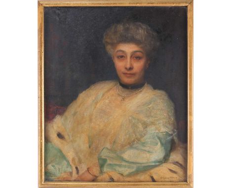 George Spencer Watson (1869-1934) British, portrait of an Edwardian lady, oil on canvas, signed to lower right corner, 69 cm 