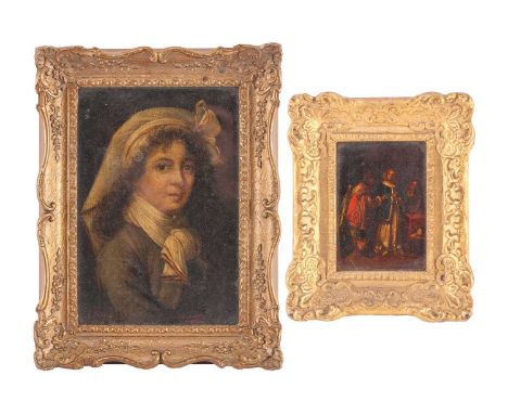 Early 19th century British School, bust-length portrait of a lady in a white scarf, unsigned, oil on canvas, framed and glaze