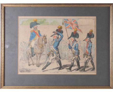 After James Gillray (British, 1756-1815) ''The Salute-Vide. The Parade'', political cartoon hand-coloured etching, published 