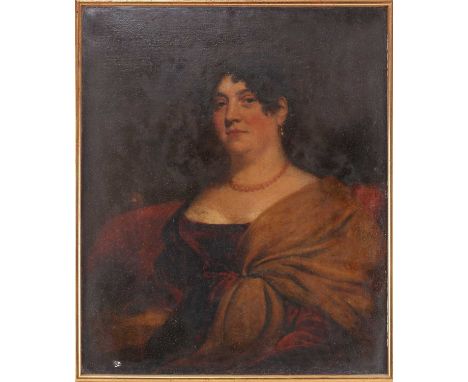 Late 19th-century British school, portrait of a lady, oil on canvas, 76 cm x 63 cm glazed in a gilt frame. Would benefit from