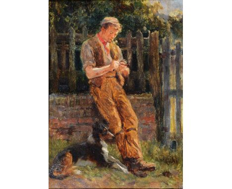 RALPH HEDLEY (1851-1913) 'The Pipe of Peace', signed with initials and dated '96, inscribed with title verso, oils on canvas,