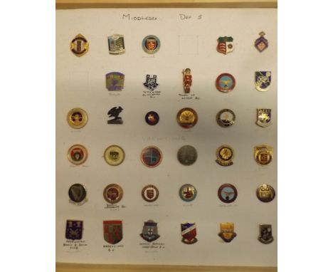 A collection of approximately 190 enamel and acrylic bowling badges including Middlesex, Hampshire and Pembrokeshire.