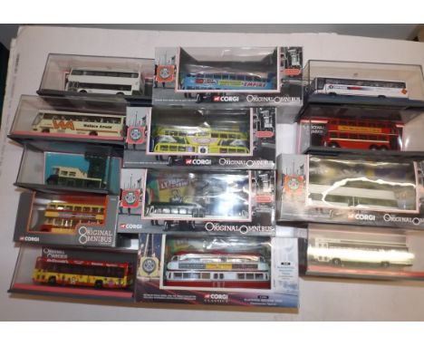 Thirteen Corgi original Omnibus die-cast each boxed.