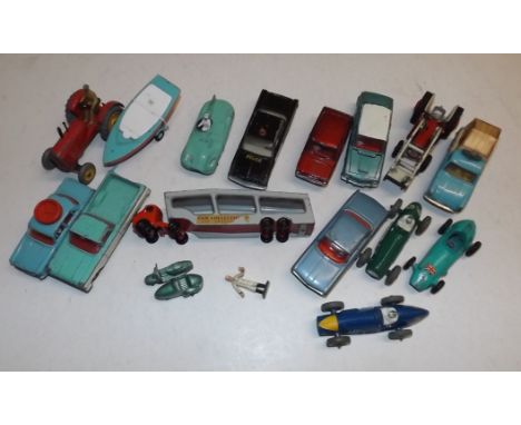 Die-cast toys by Dinky, Corgi and Lesney, playworn.