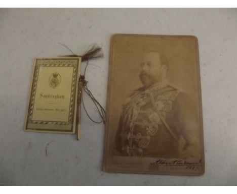 ROYAL PHOTOGRAPH. cabinet photo signed "Albert Edward, 1887." Downey; plus another royal item.