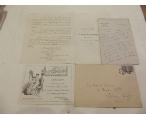 THE CORNISH "DUMMY." Deaf & dumb Cadgwith fisherman. illns concert ticket; programme; printed proposal; 3 ALS concerning conc