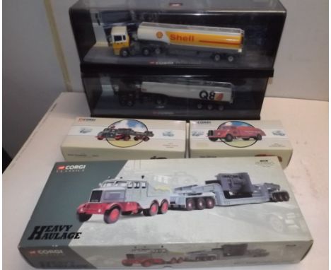 Corgi:- Two "modern trucks" series, Sunter Bros heavy haulage and two other each boxed.