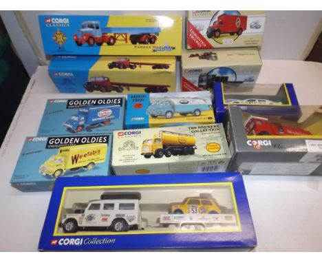 Corgi:- Eleven boxed models including 16201 Scammell and 60006 Land Rover and trailer.