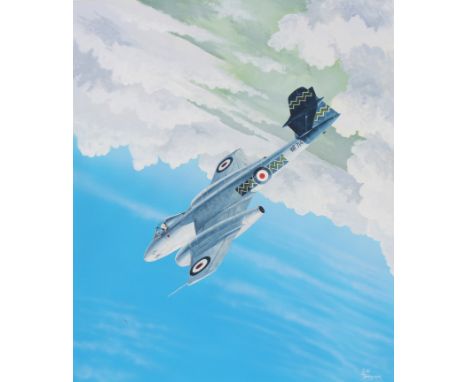 Steve Ferguson (American, B. 1946) "Meteor F.MK8" Signed lower right. Original Mixed Media painting on Cold Press Illustratio