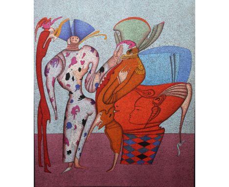 Mihail Chemiakin (New York, Russia born 1943) "Untitled VII" Color Lithograph. Numbered (40/225) lower left. Pencil Signed lo