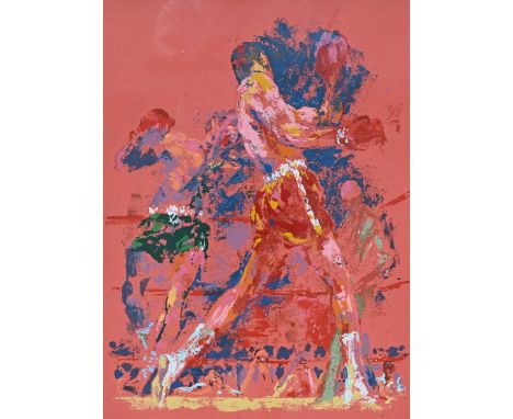 LeRoy Neiman (1921 - 2012) "Red Boxer" 1973 Lithograph. Pencil signed lower right. Numbered (97/250) lower left. Sight Size: 