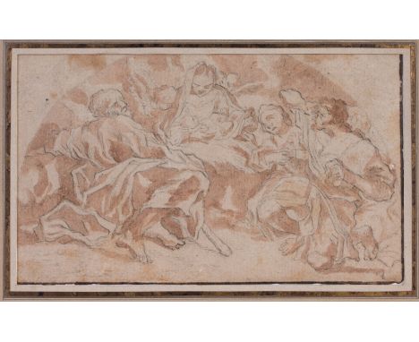 Circle of Pietro de Cortona (Italian, 1596 - 1669) "The Nativity" Black ink and brown wash on paper. Inscription 3388 Nelson,