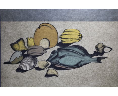 Mihail Chemiakin (New York, Russia born 1943) "Nature Morte w/ Fish" Color Lithograph on Japan paper. Numbered (55/78) lower 