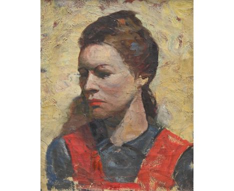 George Waller Parker (New York, Massachusetts, 1888 - 1957) WPA style portrait of a woman. Oil on canvas. Inscribed verso. Si