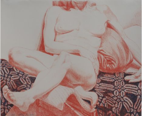 Philip Pearlstein (New York, B. 1924) Pencil Signed lithograph of a seated nude. Pencil signed and numbered (7/50) in lower m