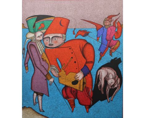 Mihail Chemiakin (New York, Russia born 1943) "Untitled VIII" Color Lithograph. Numbered (38/225) lower left. Signed lower ri