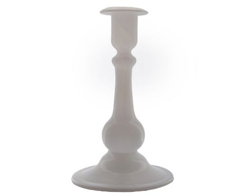 A rare George III white glass English candlestick, circa 1770, baluster stemmed, 20.5cm high